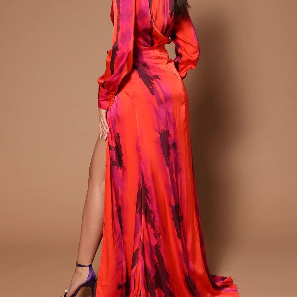 Elegant Red and Pink Women's Dress - Picture 3 of 4